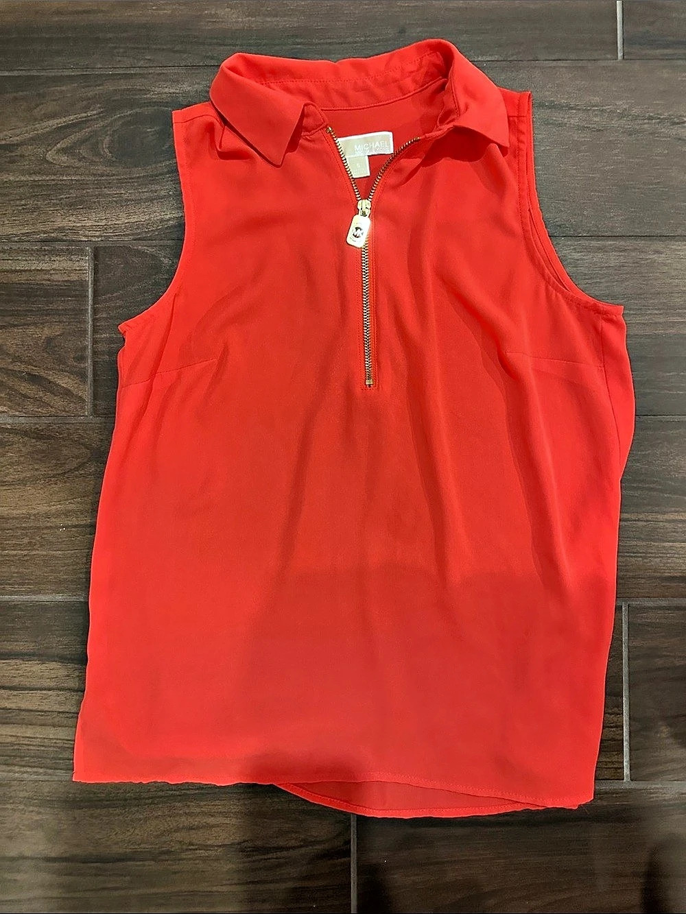 Michael Kors coral Sleeveless Zip Blouse Size Small